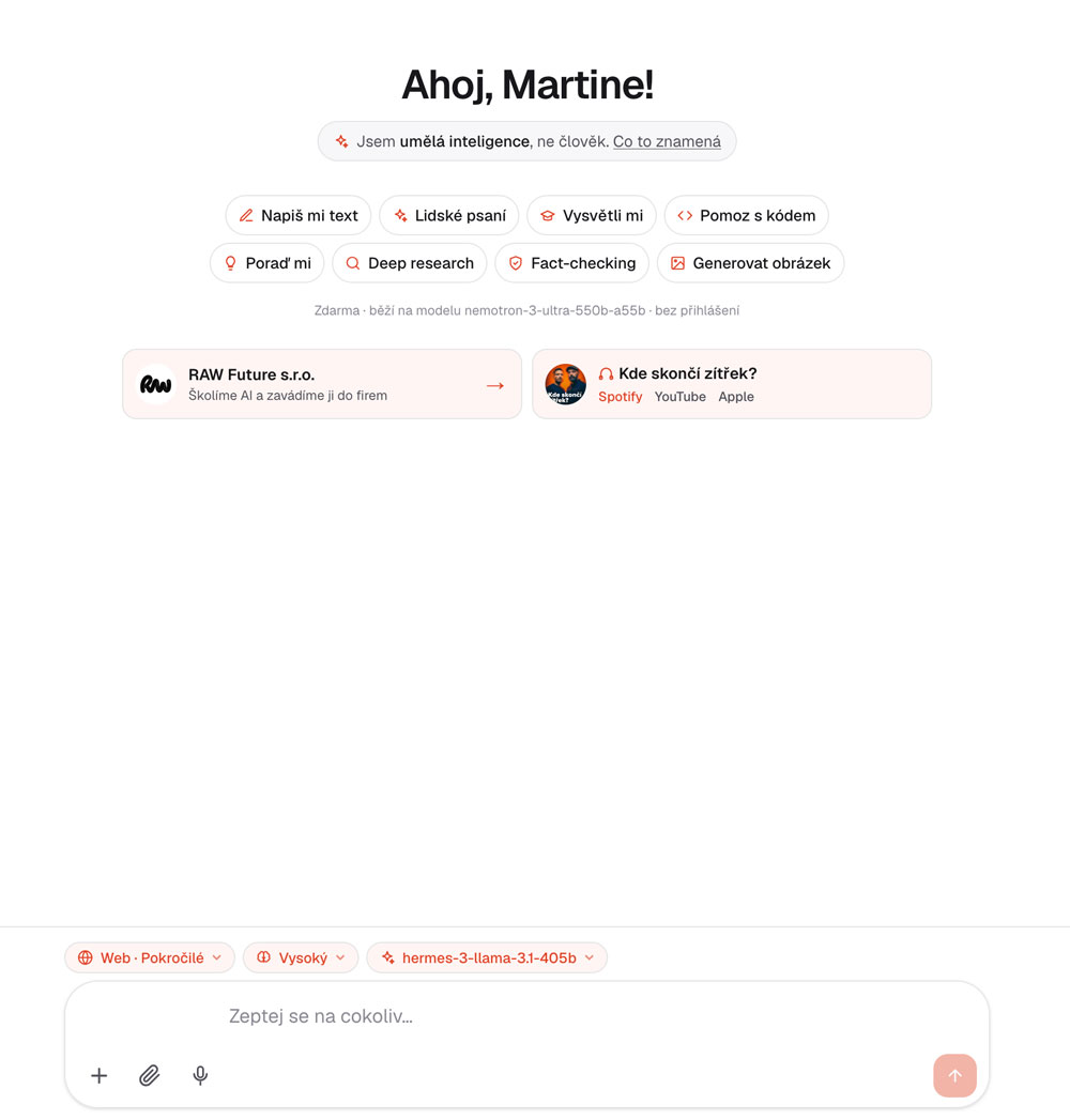 AI chat umelainteligencezdarma.cz
